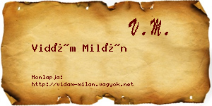 Vidám Milán névjegykártya